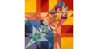 an abstract painting with colorful geometric shapes
