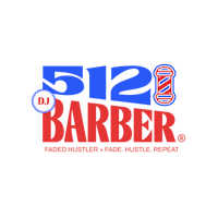 the logo for 512 barber on a black background