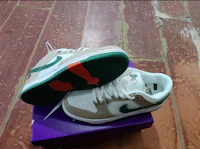 nike dunk low white green orange