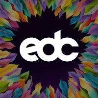 the logo for edc on a colorful background