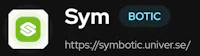the logo for sym botic on a black background