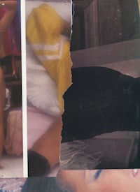 a collage of photos of a woman laying on a bed