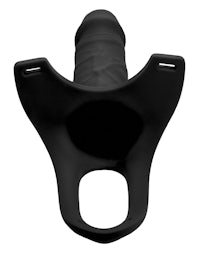 a black plastic dildo with a hole in the middle