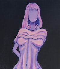 a painting of a woman in a pink bikini