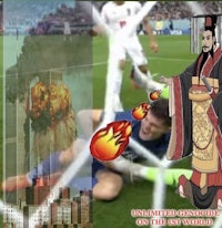 an image of a soccer player with an image of a fire