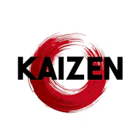 the logo for kaizen on a white background