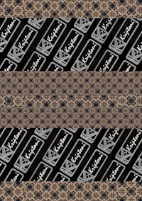 a black and brown pattern with a logo on it