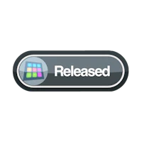 a black button with the word released on it