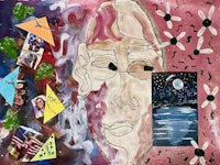 a piece of art with a man's face on it