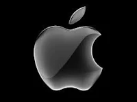 an apple logo is shown on a black background