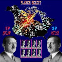 a map of the world with a picture of hitler