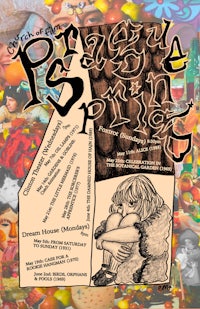 a poster with a woman holding a doll