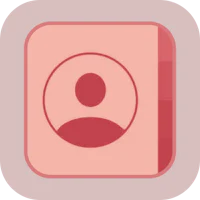 a pink icon with a person in it