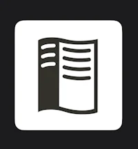 a book icon on a black background