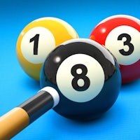 three billiard balls on a blue background