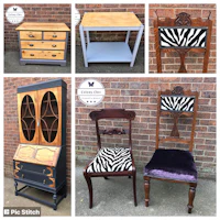 a collage of pictures of furniture with zebra print