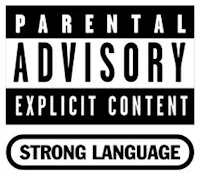 a black and white sticker that says parental advisory explicit content strong language