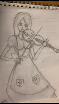 a drawing of a girl playing a violin