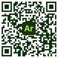 a green qr code with the word ar on it