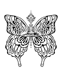 a black and white drawing of a butterfly
