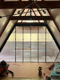 the inside of an attic is being prepared for a renovation