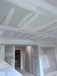 the ceiling of a house is being remodeled