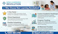 NEW LEARNING REVOLUTION Why Choose New Learning Revolution? 5-Star Rated Trusted by a large community of local families for remarkable transformations. Ofsted Registered High regulatory standards ensuring a safe, premium learning environment. Flexible Scheduling Convenient weekday evening and weekend slots designed to fit busy family routines. C 0203 488 2786 Custom Academic Roadmaps Individualized learning schedules designed around your child's unique school goals. Progress Tracking Regular, clear updates and evaluated feedback so you always know how your child is improving. All Materials Provided Full access to premium learning resources, curriculum textbooks, and targeted practice papers. @ tinyurl.com/LearnRev