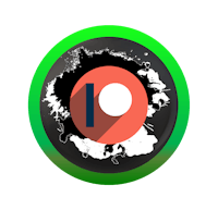 a green and black icon with a number on it