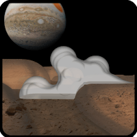 a 3d model of a sand dune with a planet in the background