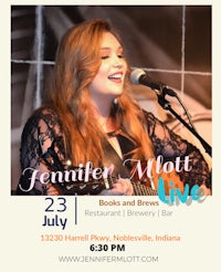 a flyer for a concert featuring a woman singing and playing an acoustic guitar
