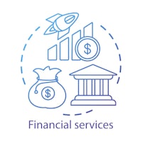 a financial services icon on a white background