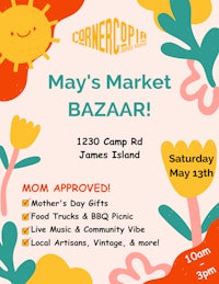 a flyer for the may market bazaar