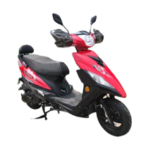 a red and black scooter on a white background