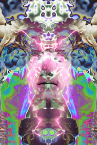 a psychedelic image of a woman's face
