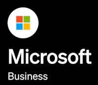 the microsoft business logo on a black background