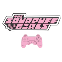 a pink video game controller with the words the souruff girls on it