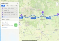 an ipad screen showing a map of a route