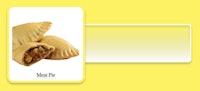 a picture of a meat pie on a yellow background