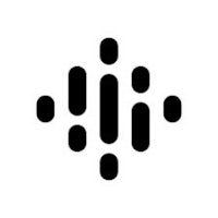 a black and white logo of a speaker