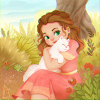 a girl is holding a cat