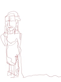 a drawing of a man with a hat on