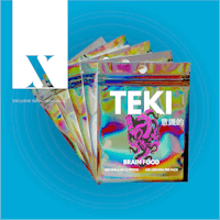 a pack of teki brain food on a blue background