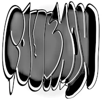 a black and white image of graffiti lettering