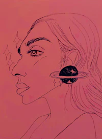 a drawing of a woman with a star on her head