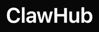 claw hub logo on a black background