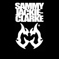 sammy jackie clarke logo on a black background