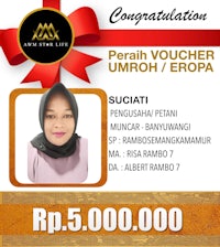 a woman wearing a hijab with the words'perah voucher umroh eropa'