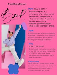 a flyer for bml with a woman on a pink background