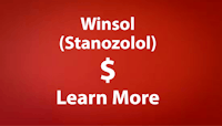a red background with the words winsol stanozol learn more