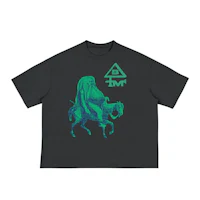 a black t - shirt with an image of a man riding a horse